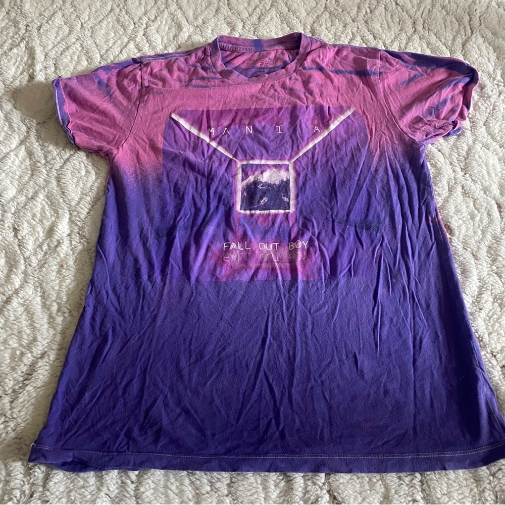 Fall Out Boy Mania Tie-Dye T‎ Tee Shirt Womens Small Pink Purple Cotton Top